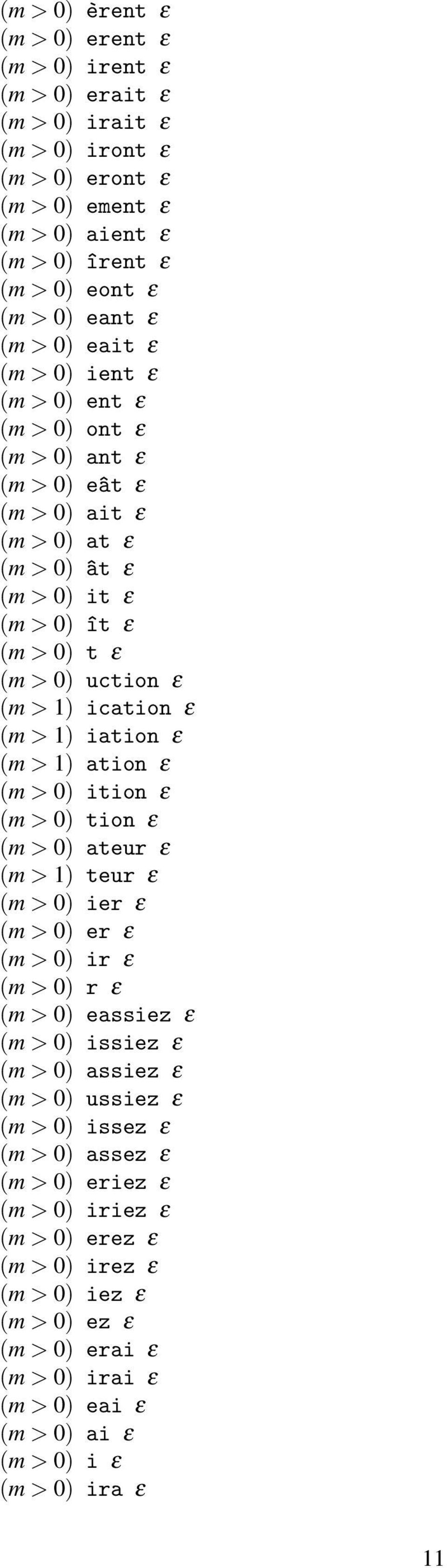 iation ε (m > 1) ation ε (m > 0) ition ε (m > 0) tion ε (m > 0) ateur ε (m > 1) teur ε (m > 0) ier ε (m > 0) er ε (m > 0) ir ε (m > 0) r ε (m > 0) eassiez ε (m > 0) issiez ε (m > 0) assiez ε (m > 0)