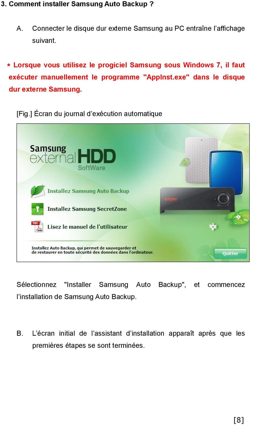 exe" dans le disque dur externe Samsung. [Fig.