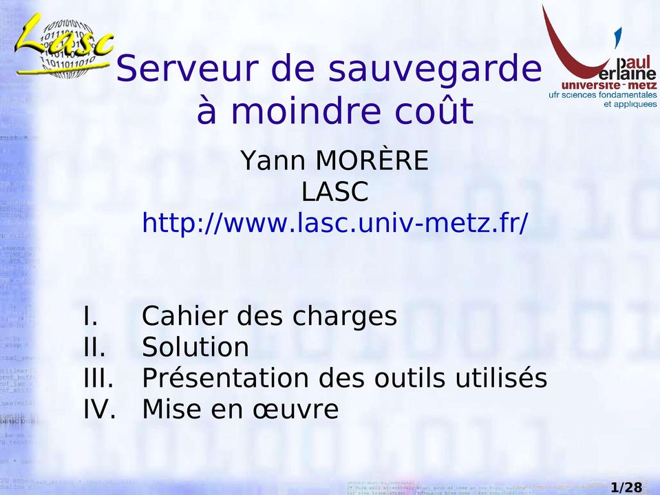 fr/ I. Cahier des charges II. Solution III.