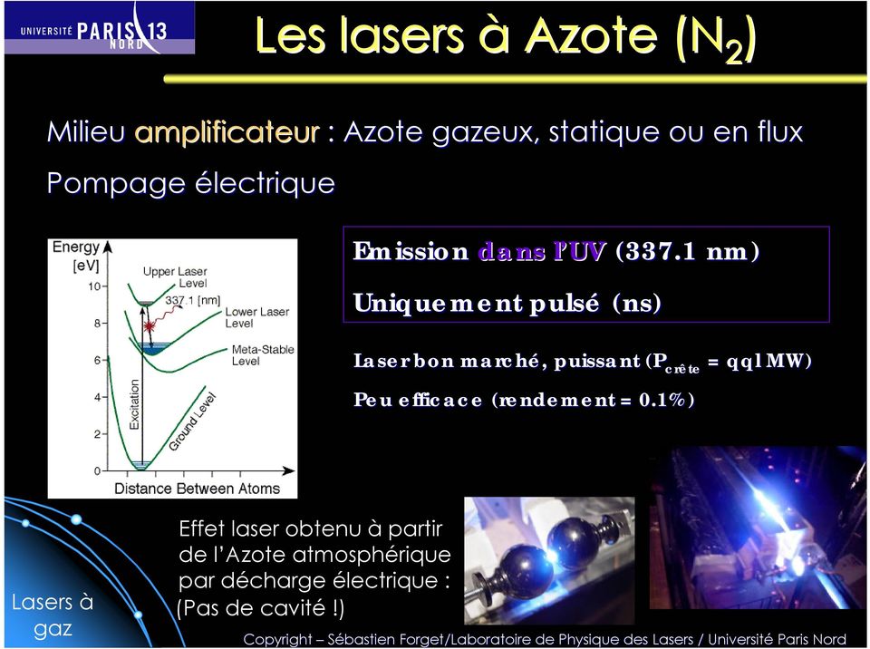 1 nm) Uniquement pulsé (ns) Laser bon marché,, puissant (P( crête = qql MW) Peu