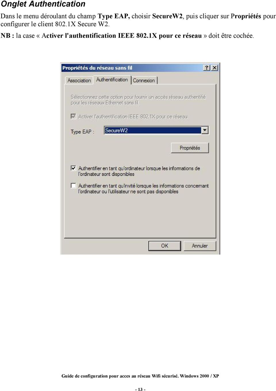 configurer le client 802.1X Secure W2.