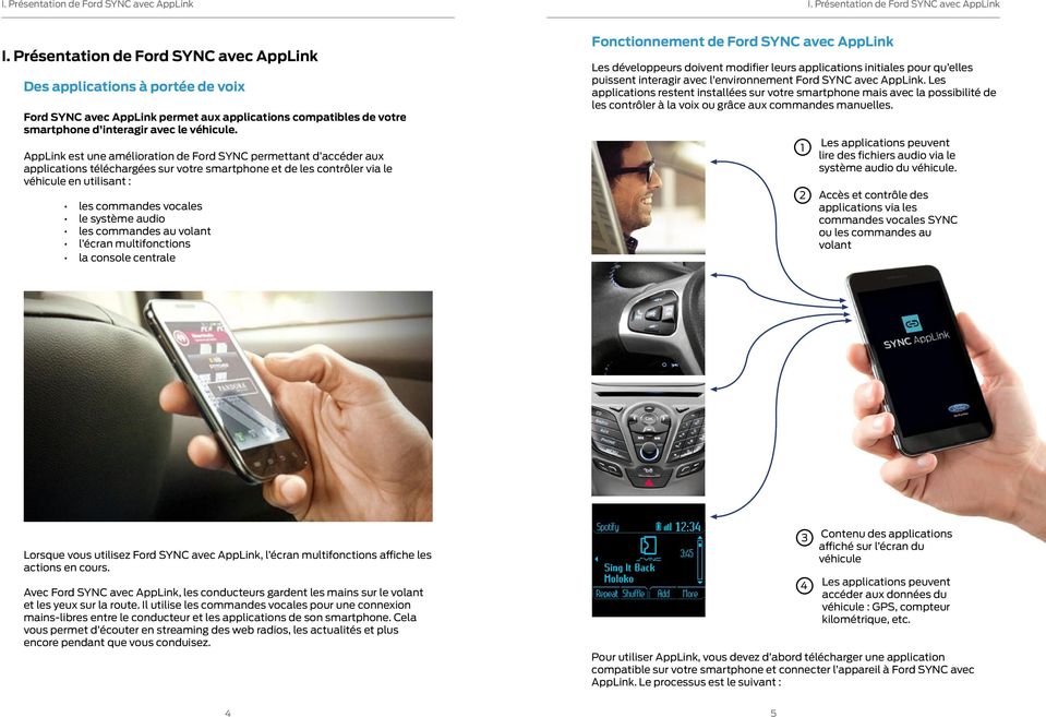 Présentation de Ford SYNC avec AppLink Des applications à portée de voix Ford SYNC avec AppLink permet aux applications compatibles de votre smartphone d interagir avec le véhicule.