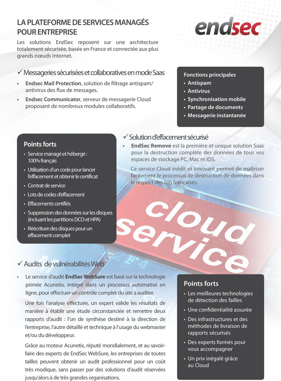 Endsec Communicator, serveur de messagerie Cloud proposant de nombreux modules collaboratifs.