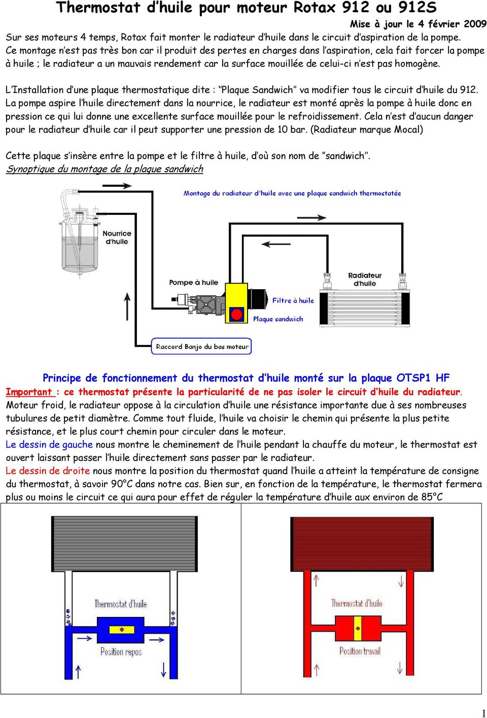 Thermostat d huile pour moteur Rotax 912 ou 912S - PDF Téléchargement  Gratuit