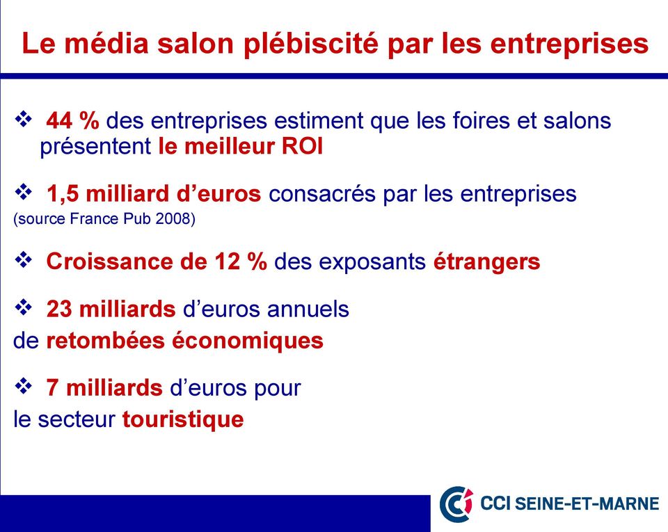 entreprises (source France Pub 2008) Croissance de 12 % des exposants étrangers 23