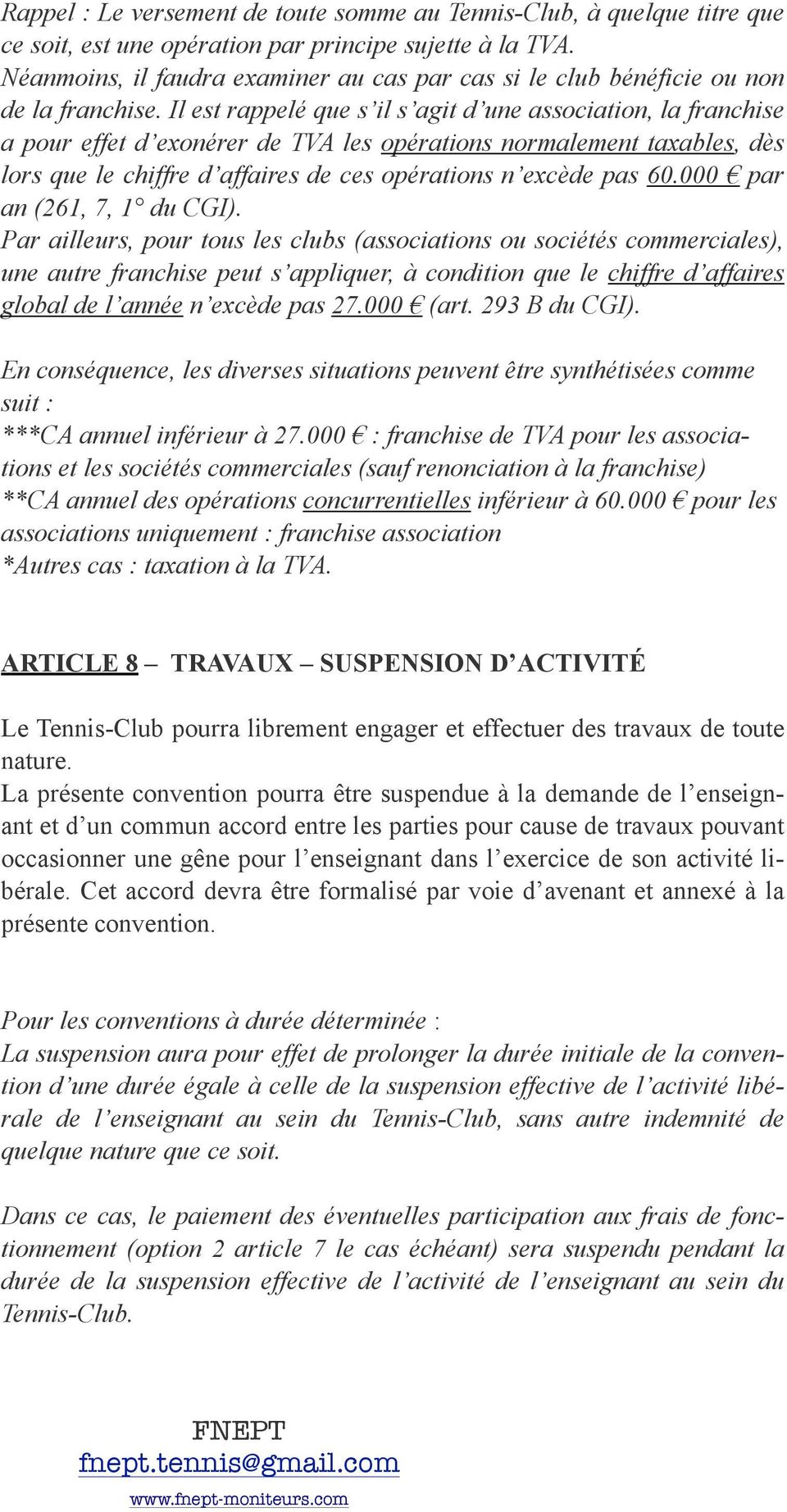 CONVENTION D EXERCICE LIBERAL de MONITEUR ou PROFESSEUR de TENNIS - PDF  Free Download