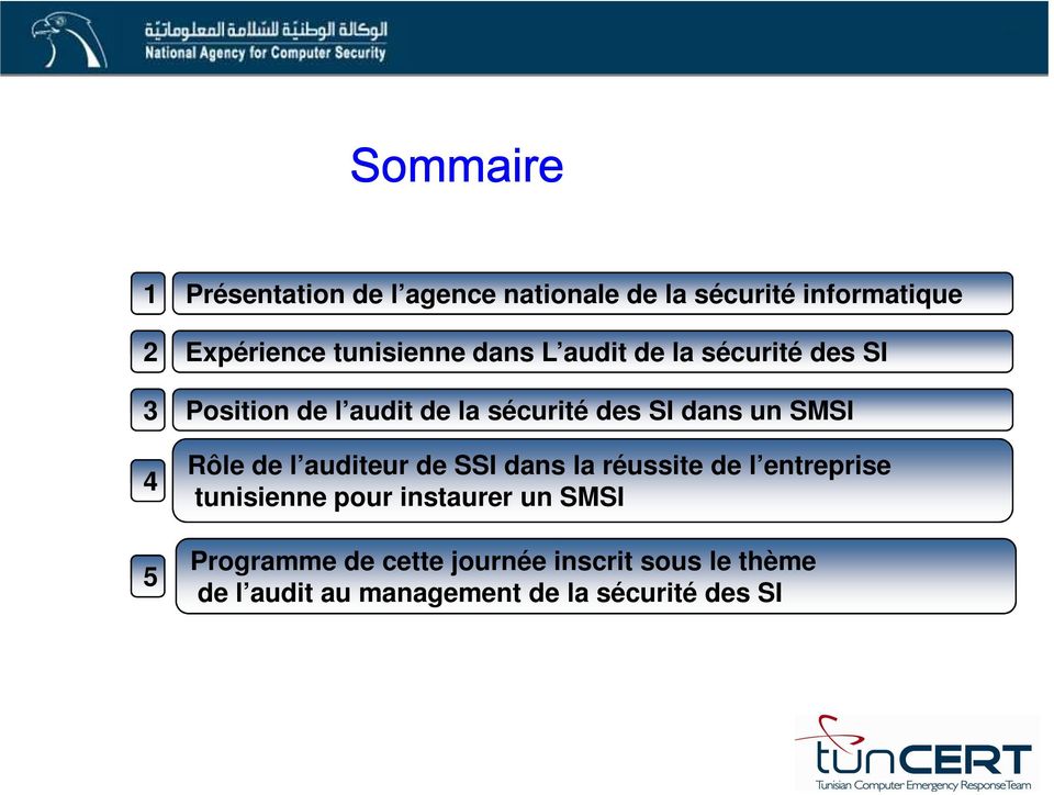 un SMSI 4 5 Rôle de l auditeur de SSI dans la réussite de l entreprise tunisienne pour