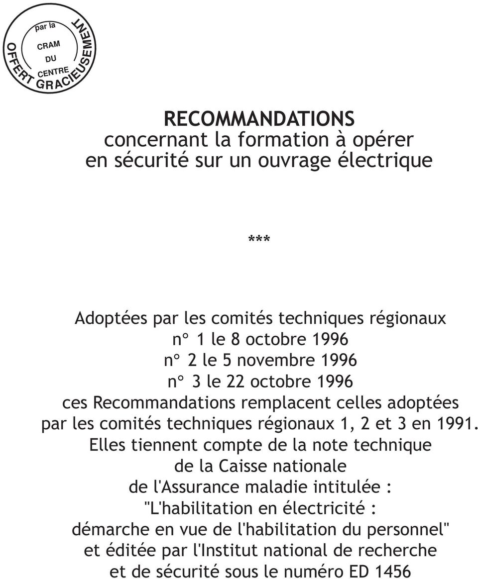 comités techniques régionaux 1, 2 et 3 en 1991.