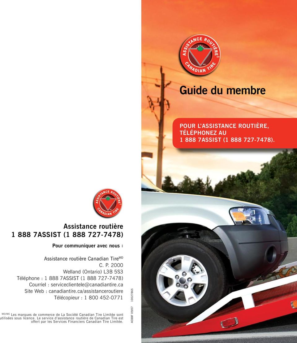 ur communiquer avec nous : Assistance routière Canadian Tire MD C. P.