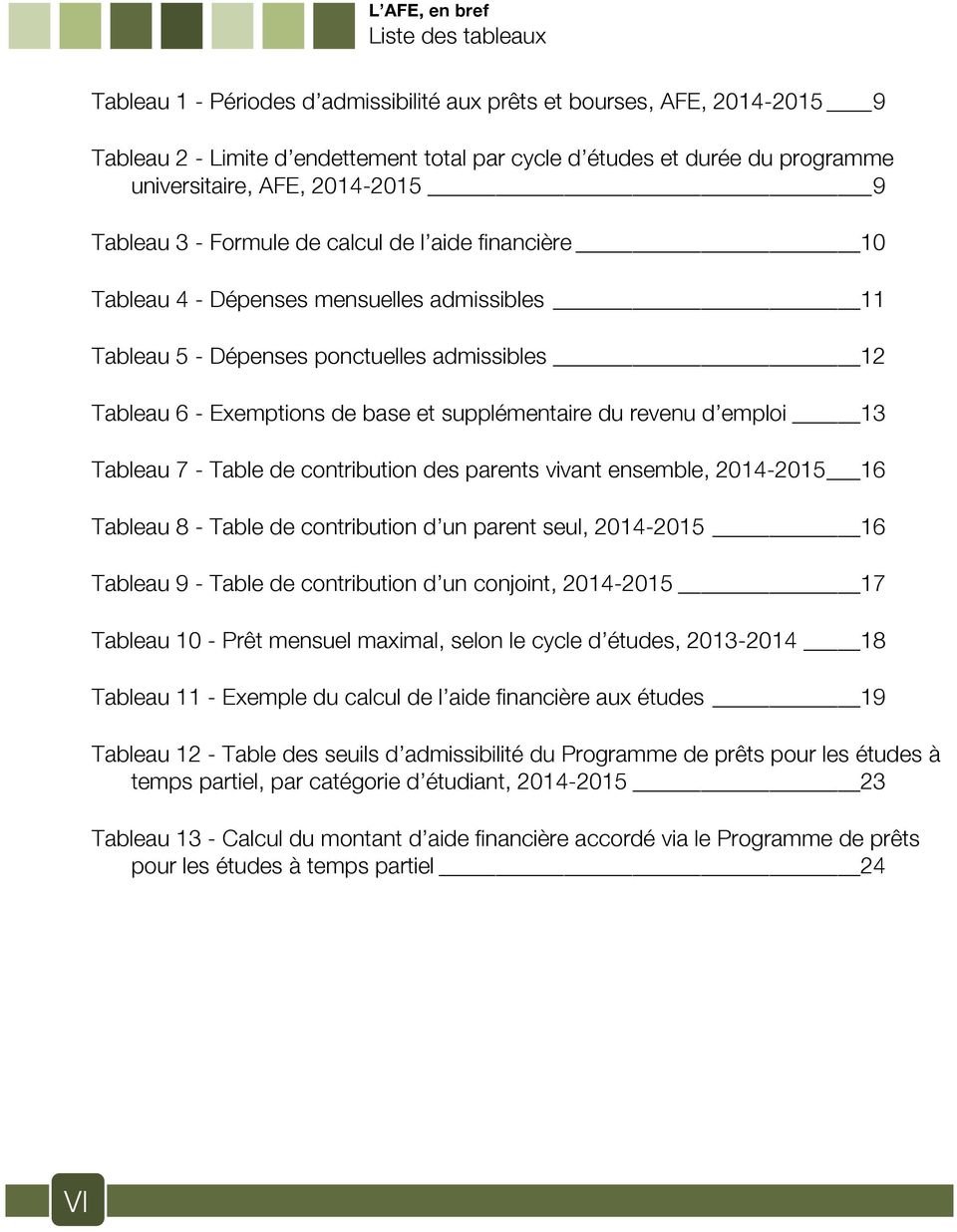 supplémentaire du revenu d emploi 13 Tableau 7 - Table de contribution des parents vivant ensemble, 2014-2015 16 Tableau 8 - Table de contribution d un parent seul, 2014-2015 16 Tableau 9 - Table de