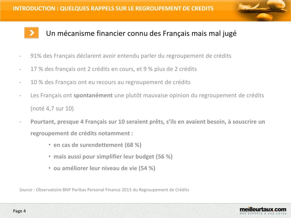 opinion du regroupement de crédits (noté 4,7 sur 10) - Pourtant, presque 4 Français sur 10 seraient prêts, s ils en avaient besoin, à souscrire un regroupement de crédits notamment : en cas