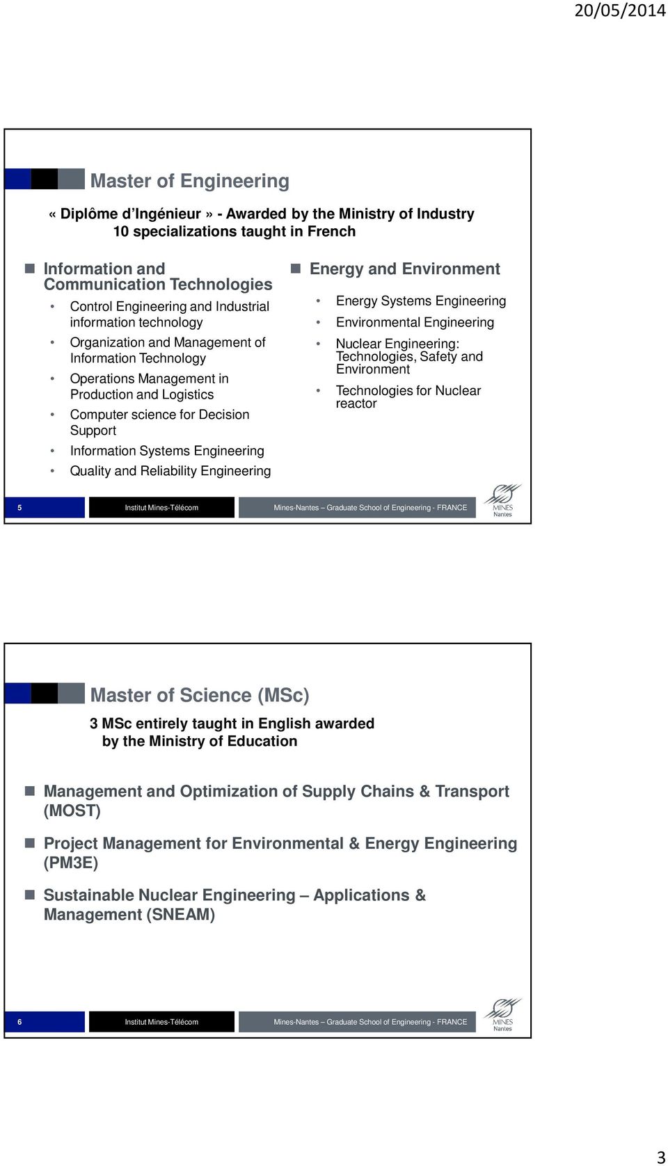 Quality and Reliability Engineering Energy and Environment Energy Systems Engineering Environmental Engineering Nuclear Engineering: Technologies, Safety and Environment Technologies for Nuclear