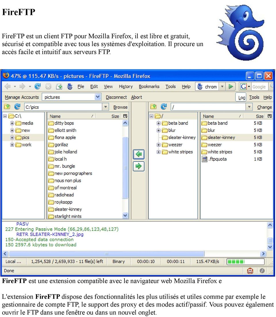 FireFTP est une extension compatible avec le navigateur web Mozilla Firefox e L'extension FireFTP dispose des fonctionnalités les