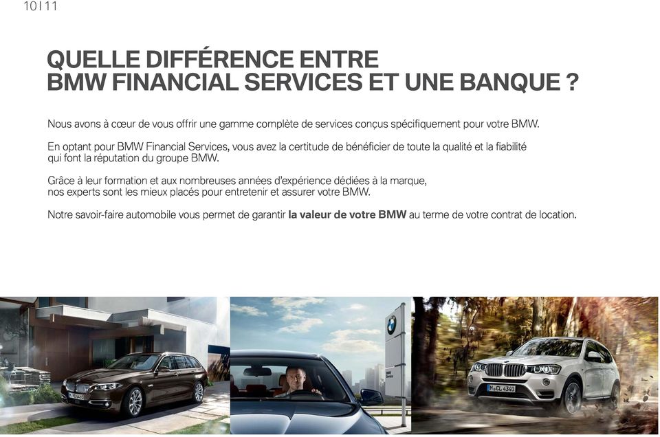 En optant pour BMW Financial Services, vous avez la certitude de bénéfi cier de toute la qualité et la fi abilité qui font la réputation du groupe