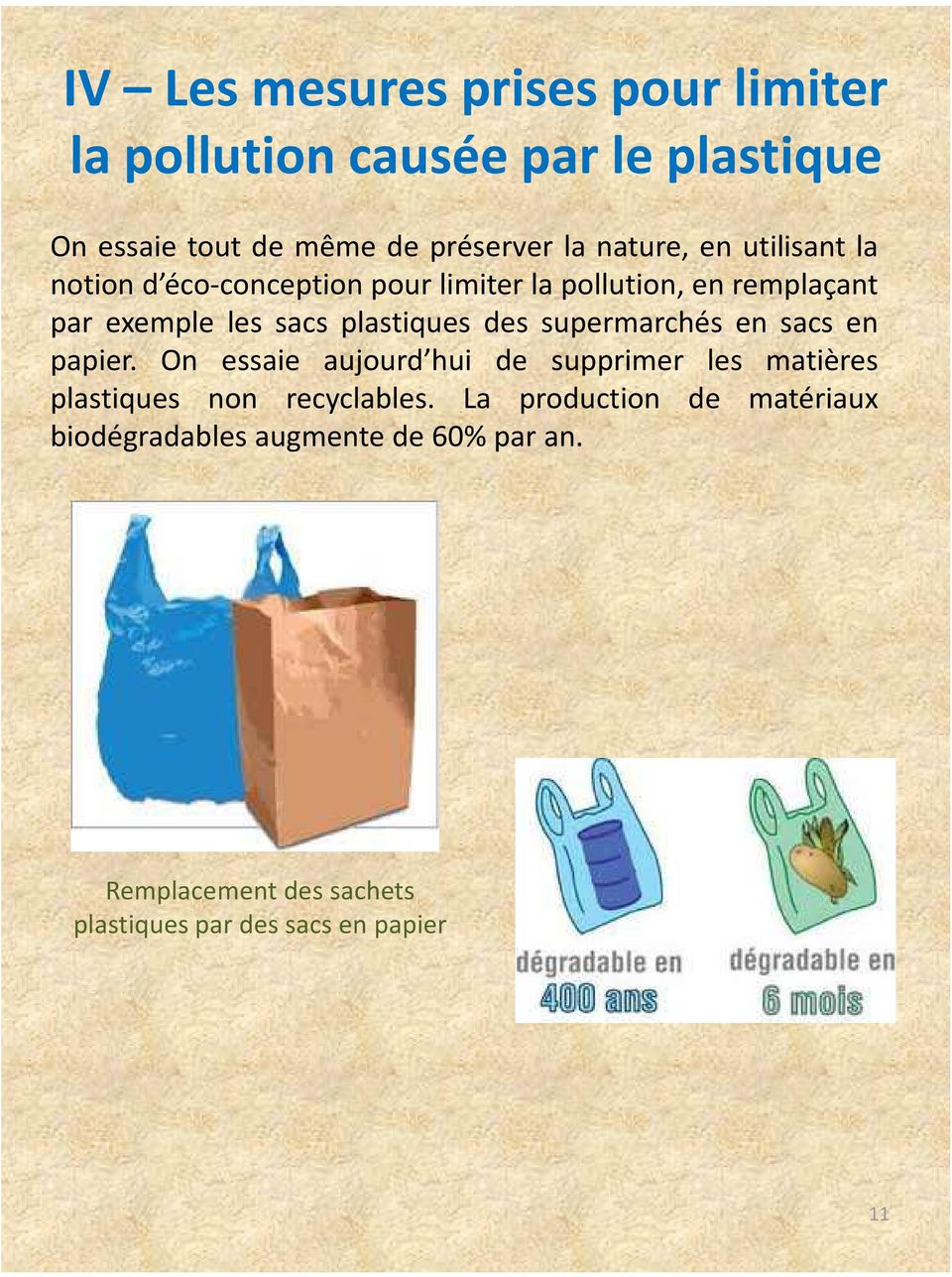 plastiques des supermarchés en sacs en papier.