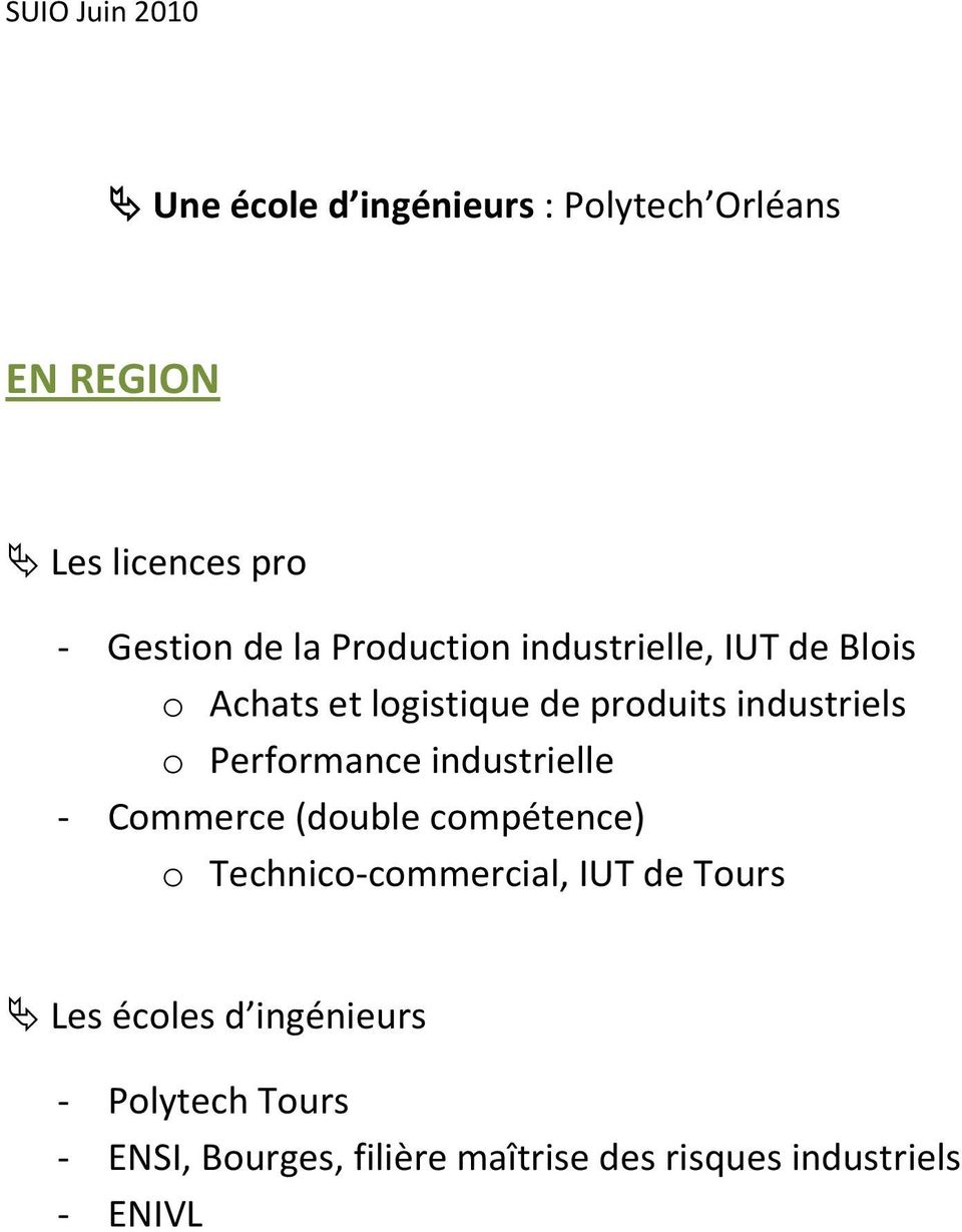 Performance industrielle - Commerce (double compétence) o Technico-commercial, IUT de Tours
