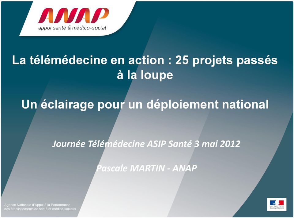 ASIP Santé 3 mai 2012 Pascale MARTIN - ANAP Agence Nationale d