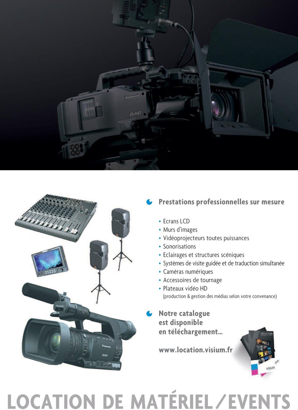 guidée et de traduction simutanée Caméras numériques Accessoires de tournage Pateaux vidéo HD