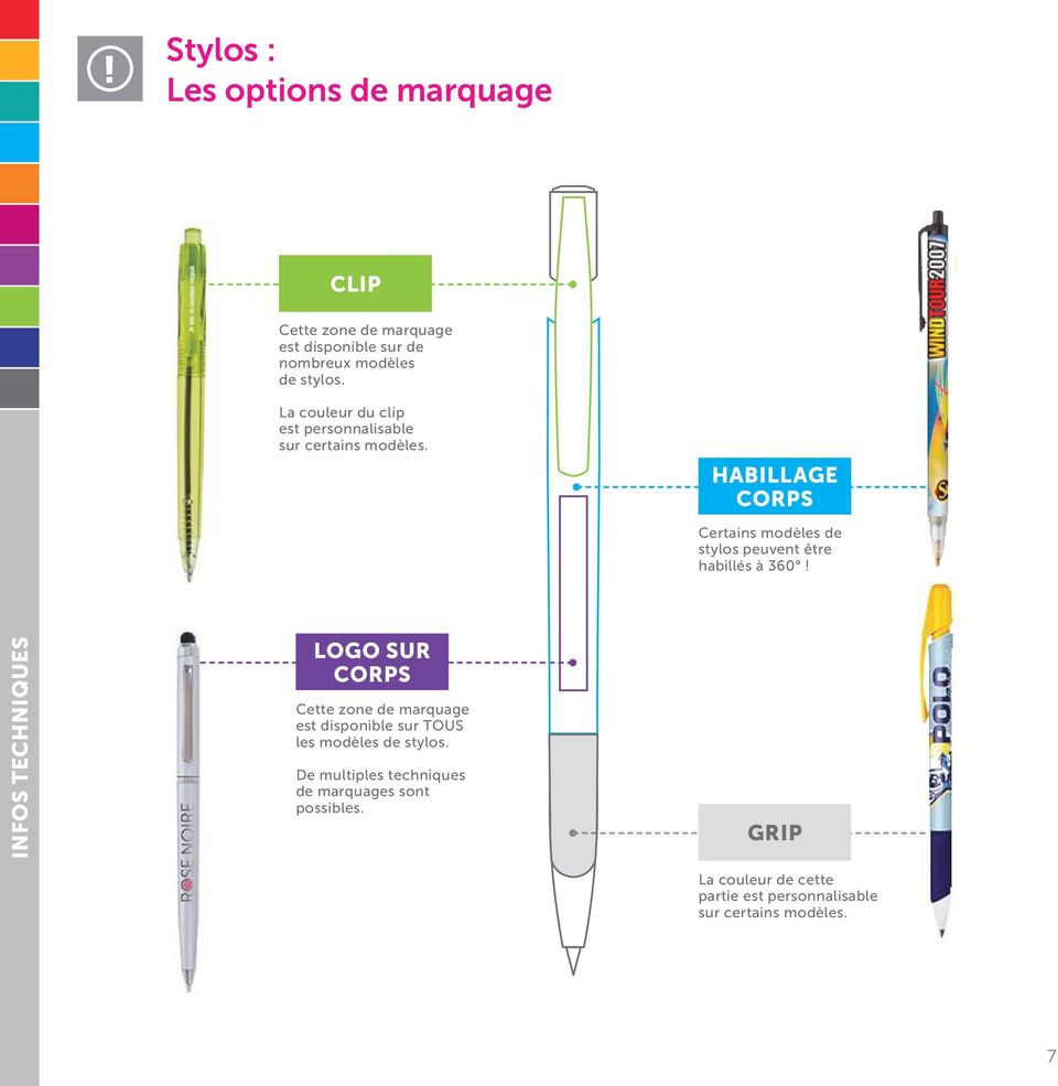 HABILLAGE CORPS Certains modèles de stylos peuvent être habillés à 360!