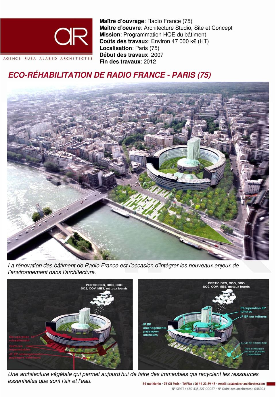 PARIS (75) La rénovation des bâtiment de Radio France est l occasion d intégrer les nouveaux enjeux de l environnement dans l architecture.