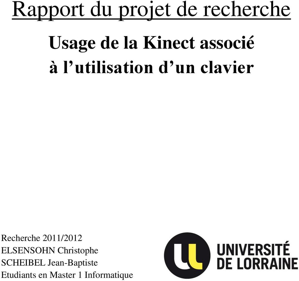 Recherche 2011/2012 ELSENSOHN Christophe