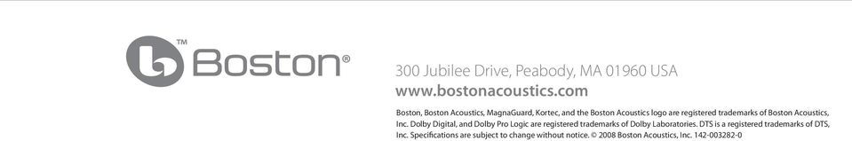 trademarks of Boston Acoustics, Inc.