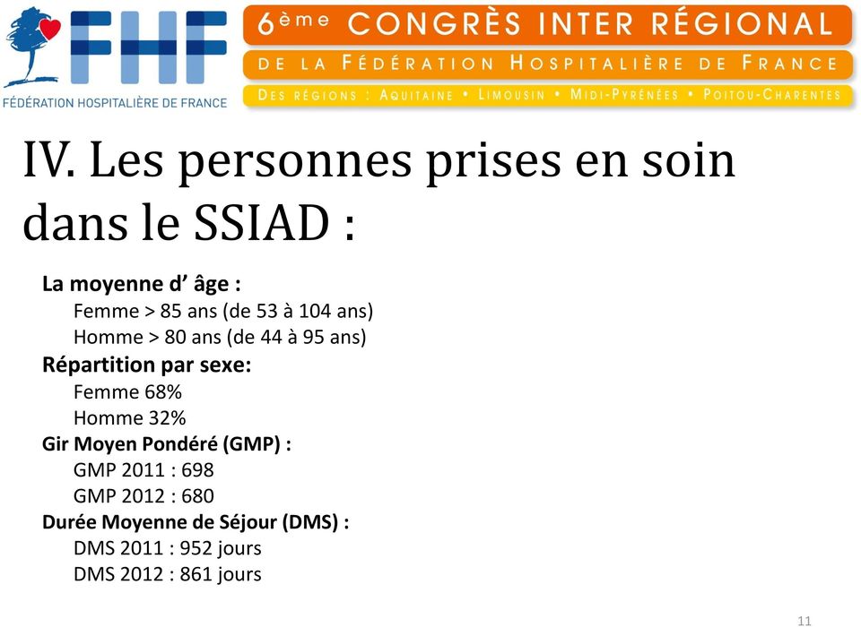 sexe: Femme 68% Homme 32% Gir Moyen Pondéré (GMP) : GMP 2011 : 698 GMP 2012