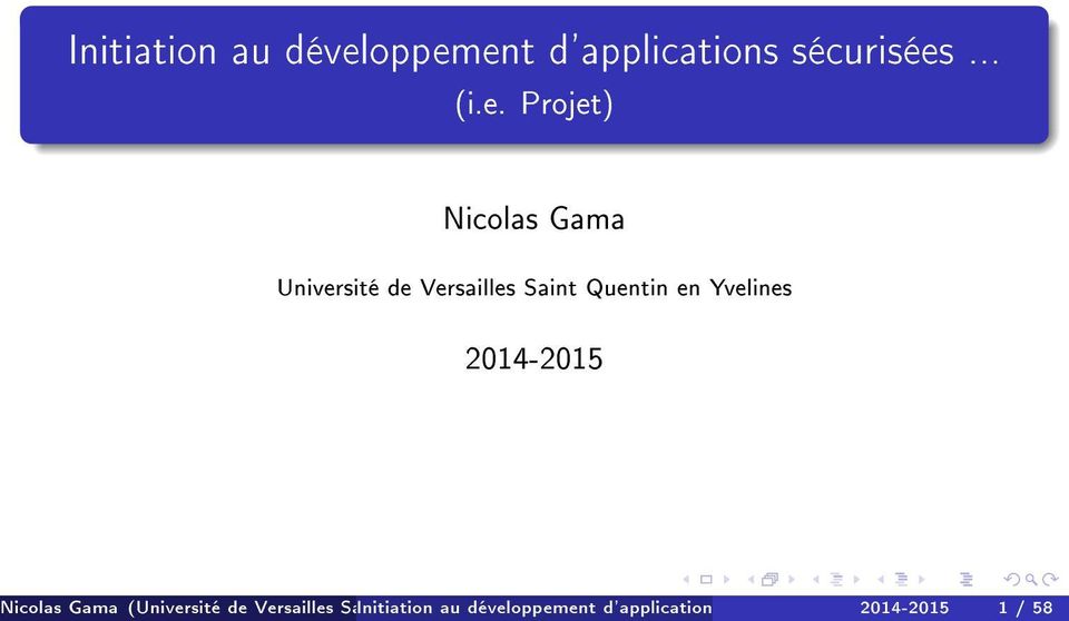 Université de Versailles Saint Quentin en Yvelines 2014-2015 Nicolas