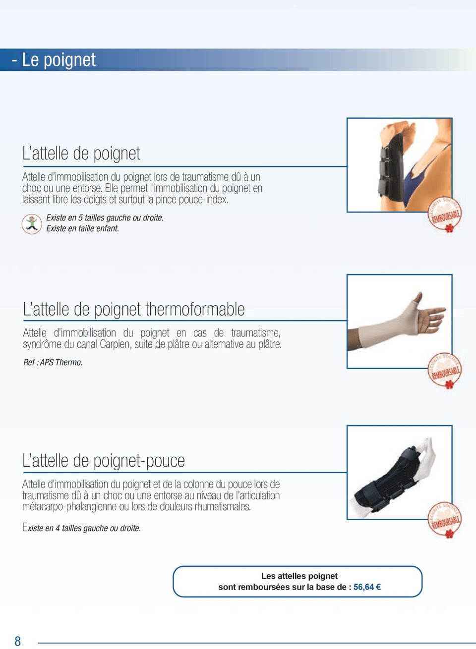 L attelle de poignet thermoformable Attelle d immobilisation du poignet en cas de traumatisme, syndrôme du canal Carpien, suite de plâtre ou alternative au plâtre. Ref : APS Thermo.