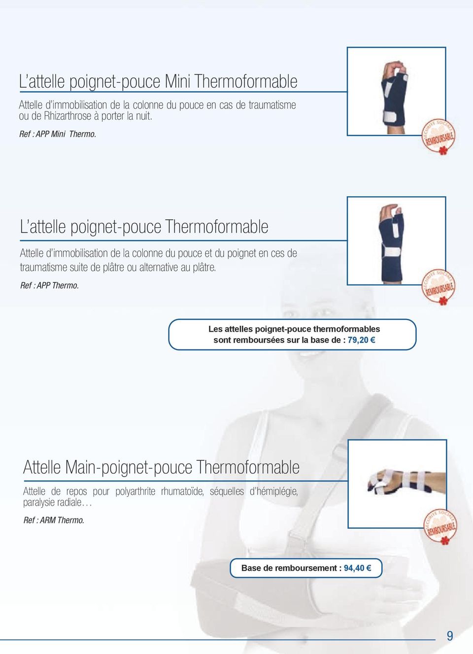 L attelle poignet-pouce Thermoformable Attelle d immobilisation de la colonne du pouce et du poignet en ces de traumatisme suite de plâtre ou alternative