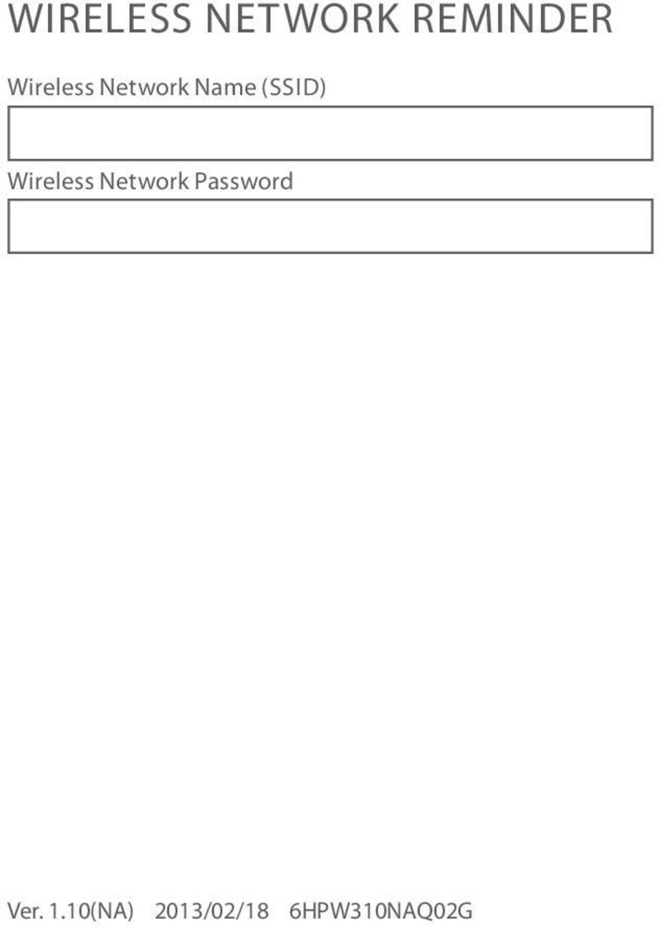 Wireless Network Password Ver.
