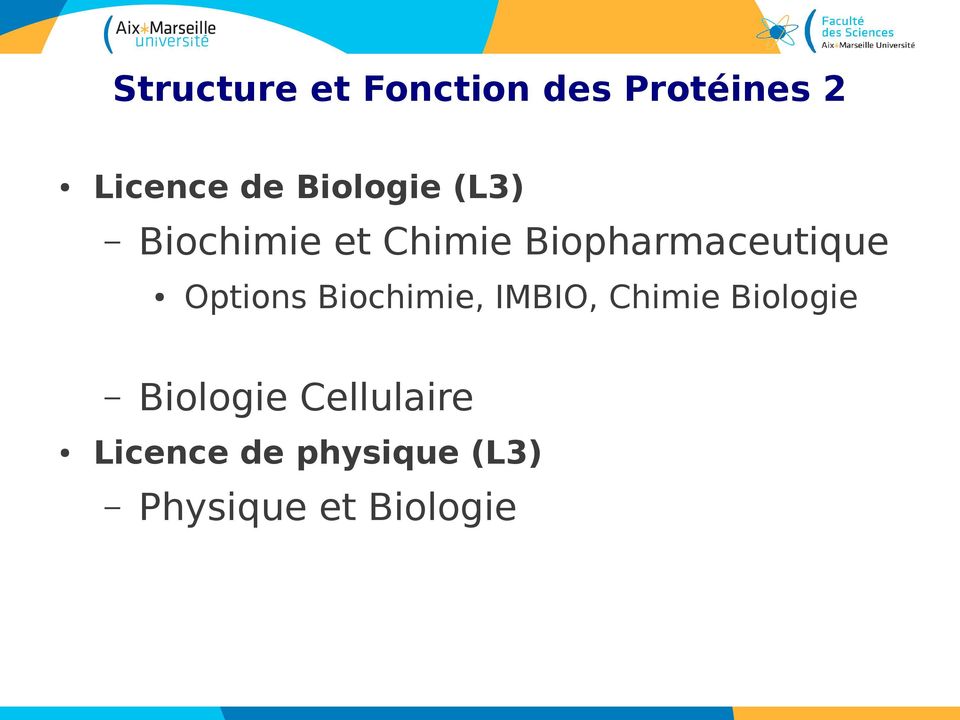 Options Biochimie, IMBIO, Chimie Biologie Biologie