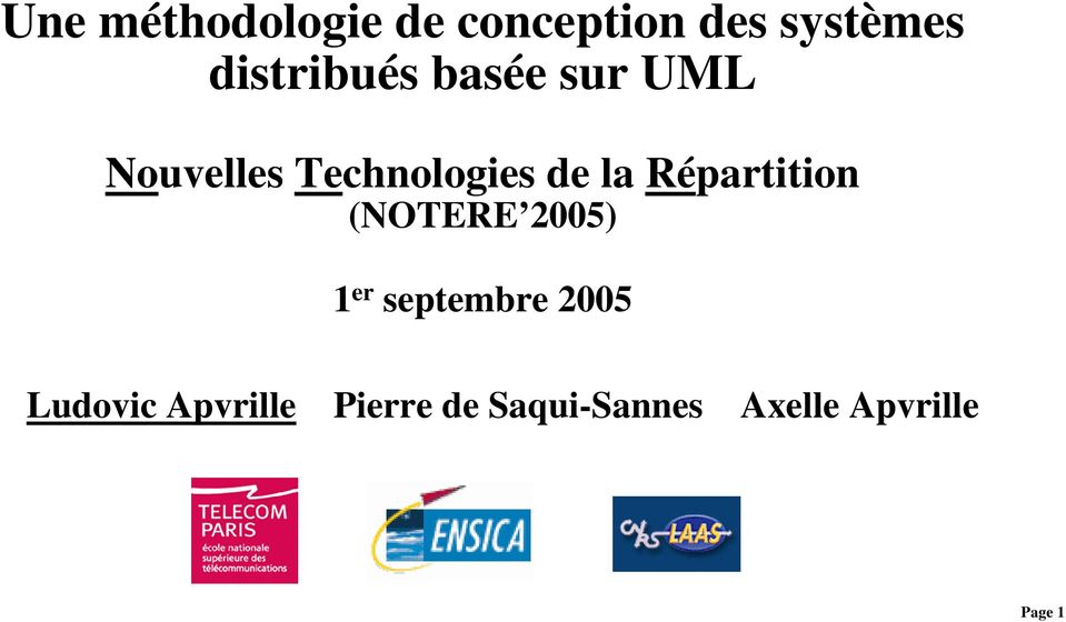 la Répartition (NOTERE 2005) 1 er septembre 2005