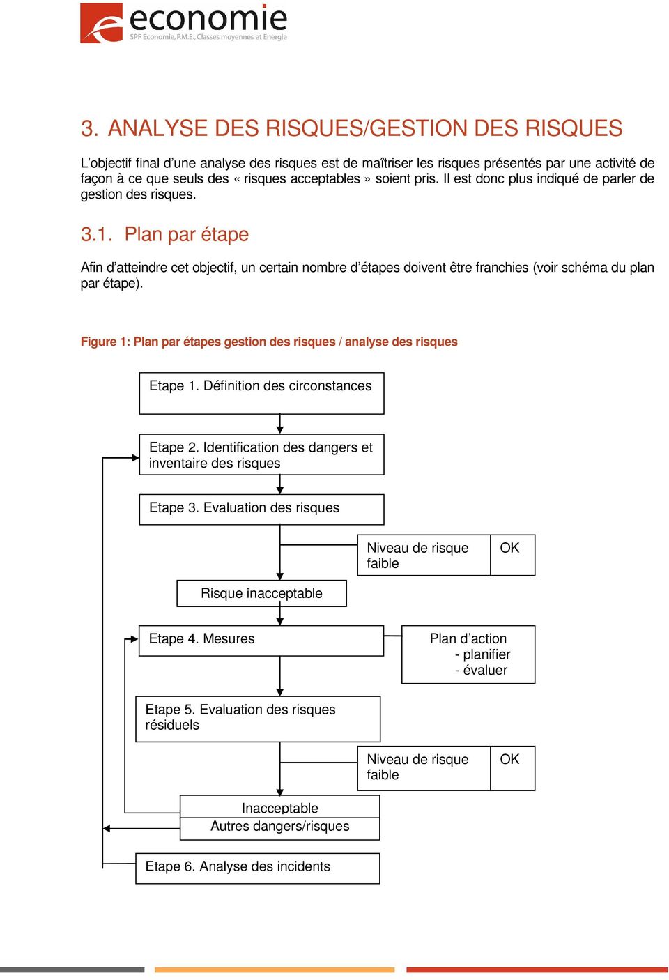 Figure 1: Plan par étapes gestion des risques / analyse des risques Etape 1. Définition des circonstances Etape 2. Identification des dangers et inventaire des risques Etape 3.