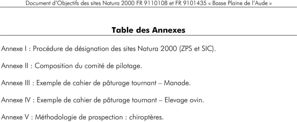 Annexe III : Exemple de cahier de pâturage tournant Manade.