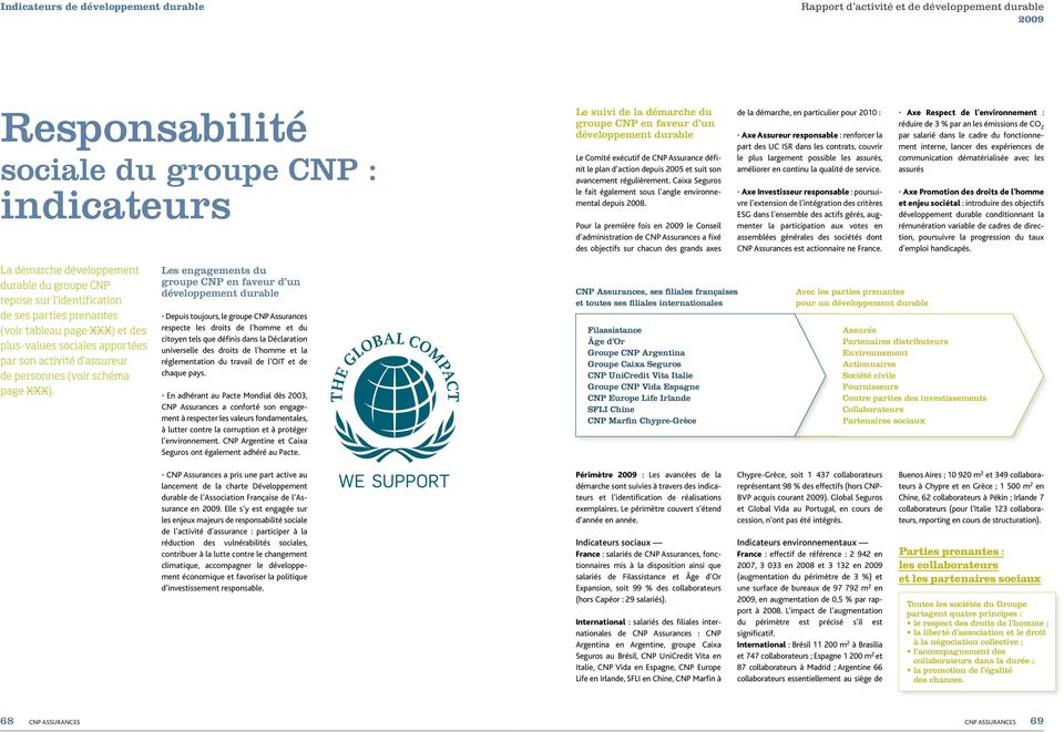 Pour la première fois en le Conseil d administration de CNP Assurances a fixé des objectifs sur chacun des grands axes de la démarche, en particulier pour 2010 : Axe Assureur responsable : renforcer