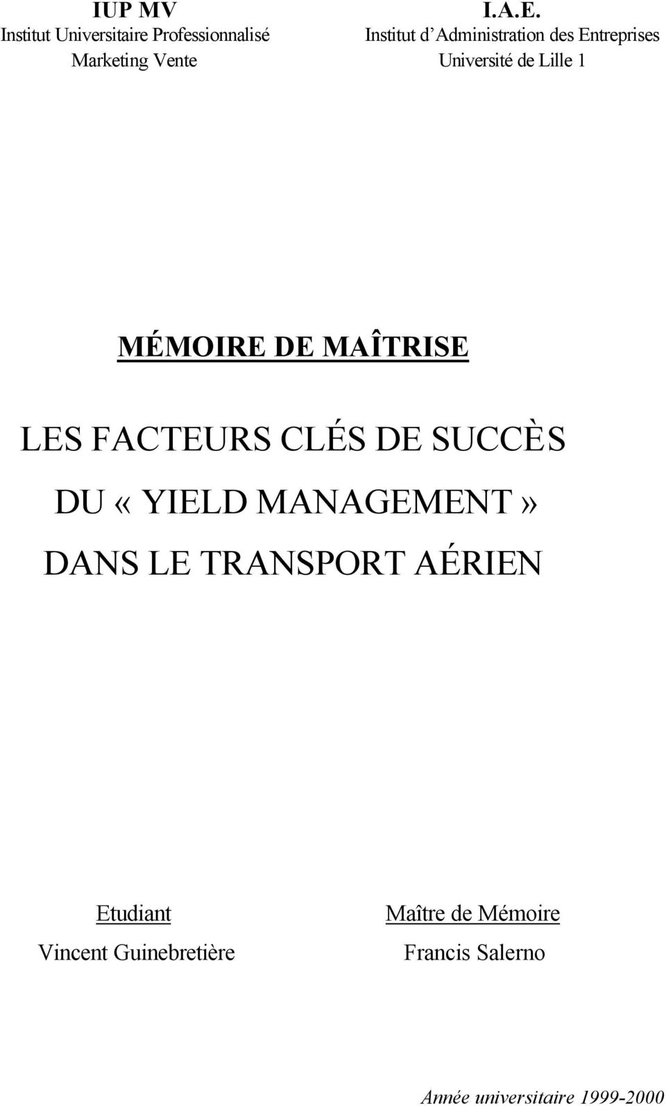 MAÎTRISE LES FACTEURS CLÉS DE SUCCÈS DU «YIELD MANAGEMENT» DANS LE TRANSPORT