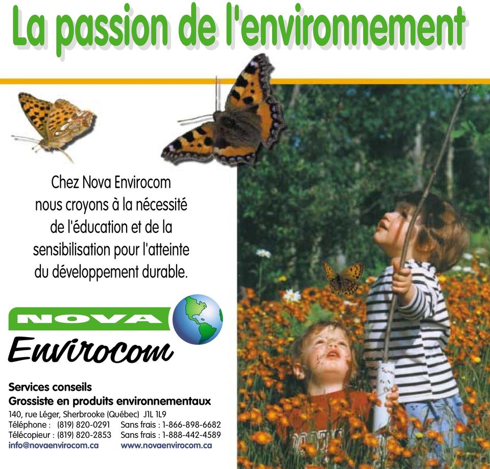 Services conseils Grossiste en produits environnementaux 140, rue Léger, Sherbrooke (Québec) J1L 1L9