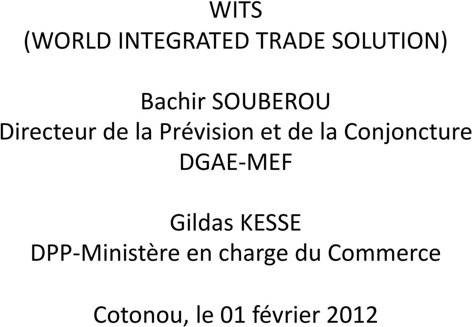 Conjoncture DGAE-MEF Gildas KESSE