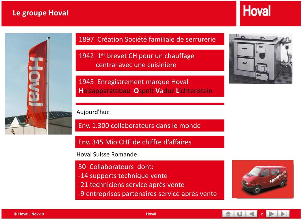 345 Mio CHF de chiffre d affaires Hoval Suisse Romande 50 Collaborateurs dont: -14 supports technique vente -21