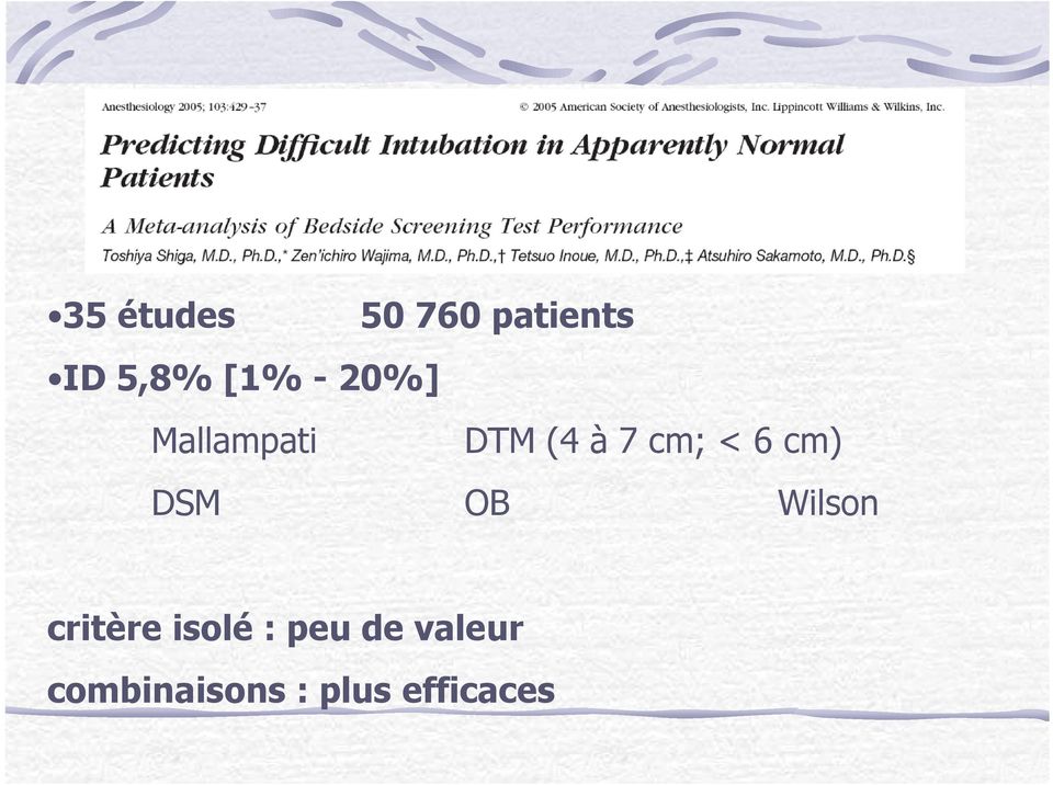 cm) DSM OB Wilson critère isolé : peu