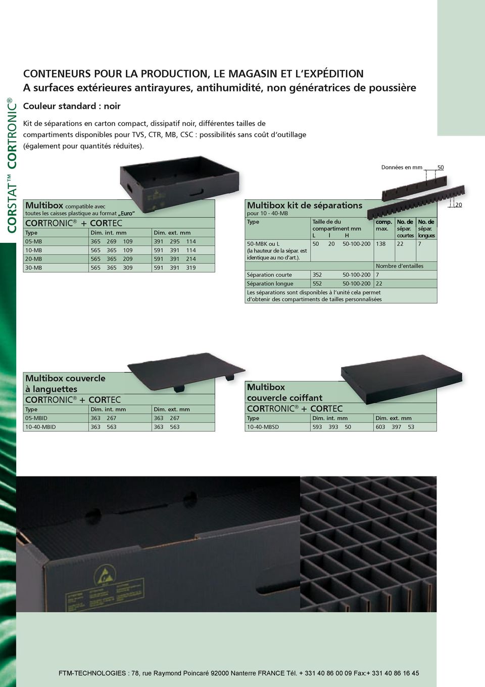 Multibox compatible avec toutes les caisses plastique au format Euro CORTRONIC + CORTEC Dim. ext.