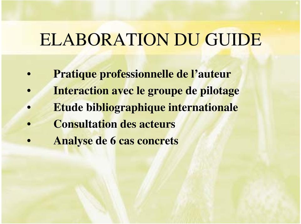 pilotage Etude bibliographique internationale