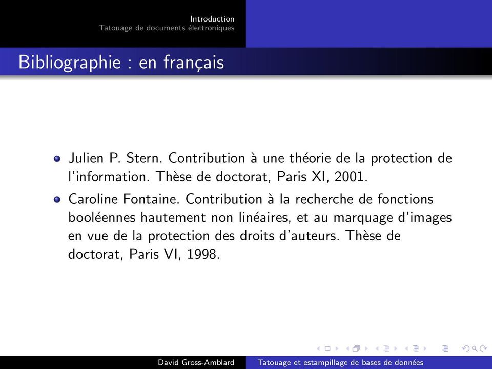 Thèse de doctorat, Paris XI, 20. Caroline Fontaine.