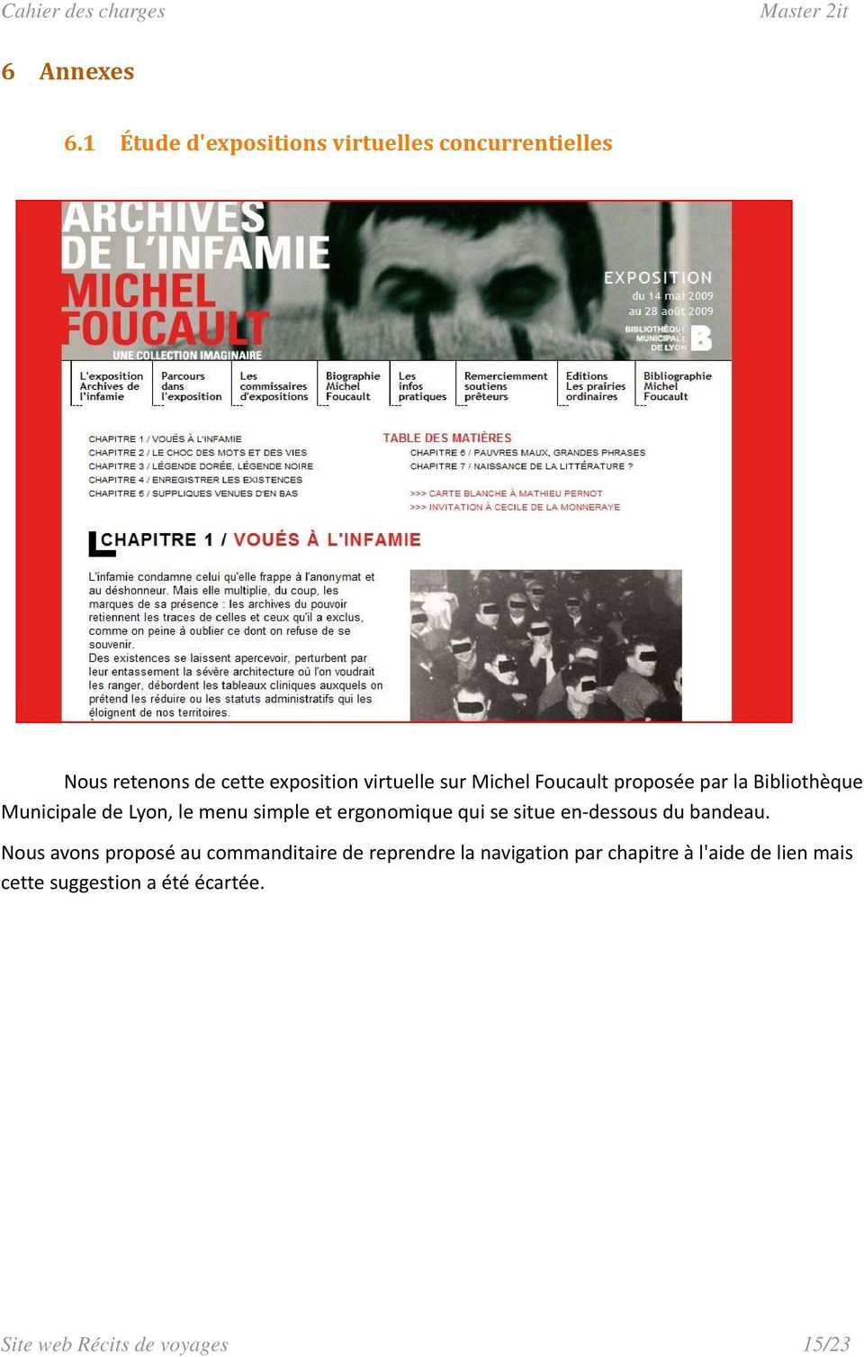 Michel Foucault proposée par la Bibliothèque Municipale de Lyon, le menu simple et ergonomique qui
