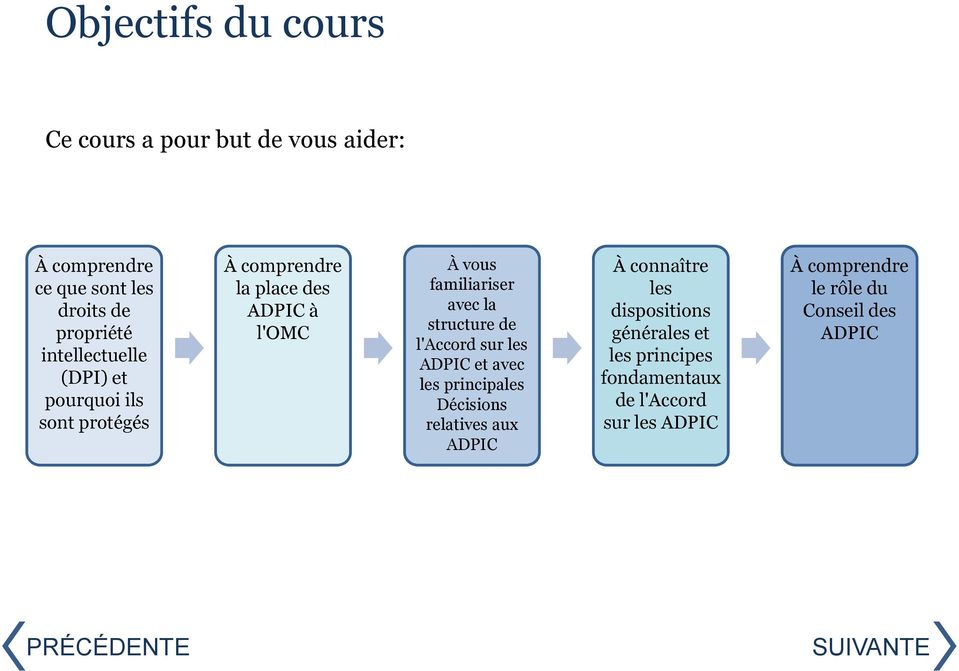 avec la structure de l'accord sur les ADPIC et avec les principales Décisions relatives aux ADPIC À connaître