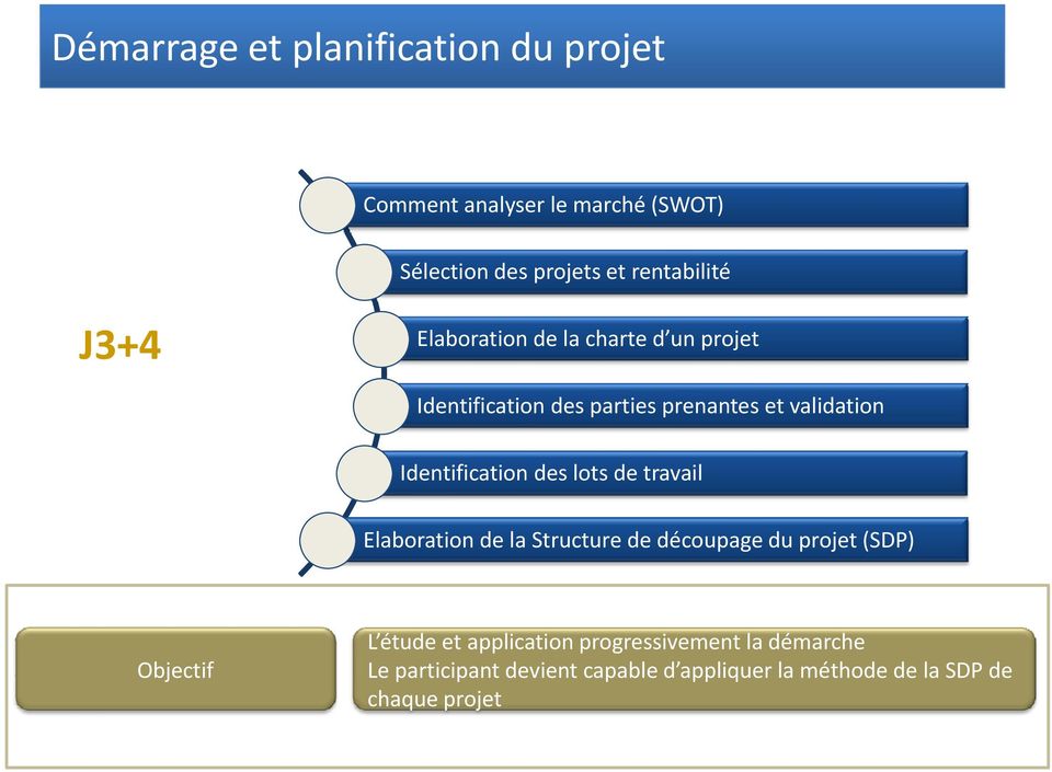 des lots de travail Elaboration de la Structure de découpage du projet (SDP) Objectif L étude et application
