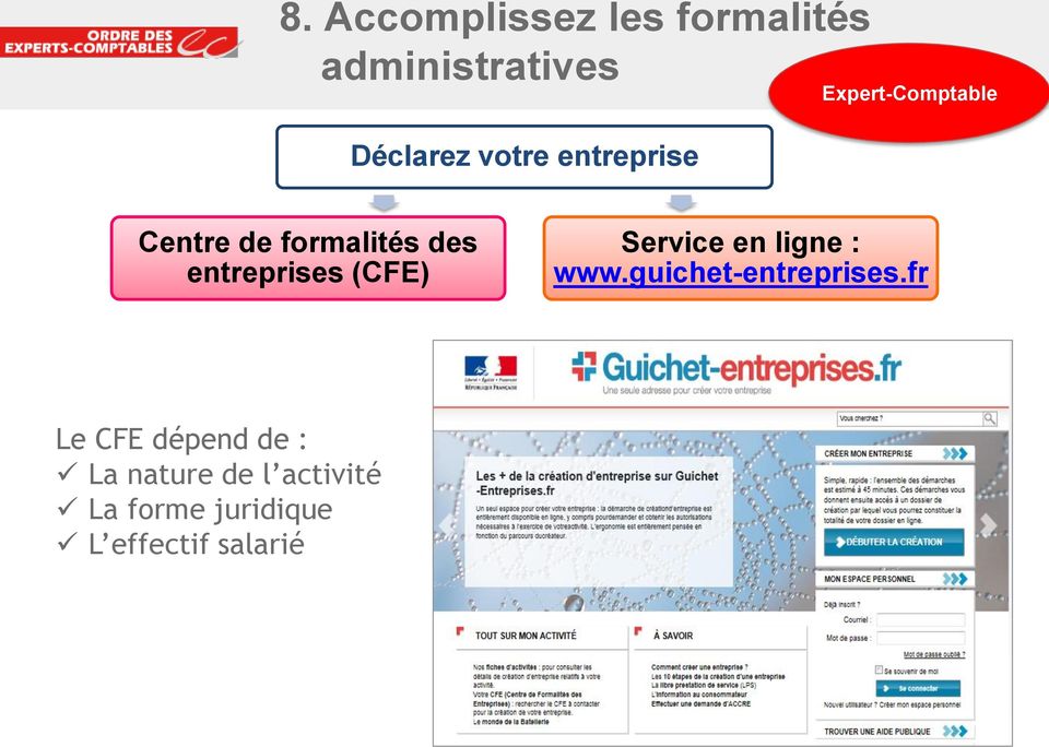 (CFE) Service en ligne : www.guichet-entreprises.