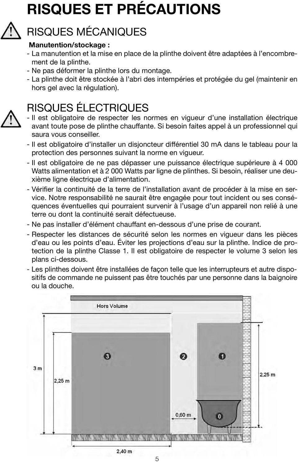 RISQUES ÉLECTRIQUES - Il est obligatoire de respecter les normes en vigueur d une installation électrique avant toute pose de plinthe chauffante.