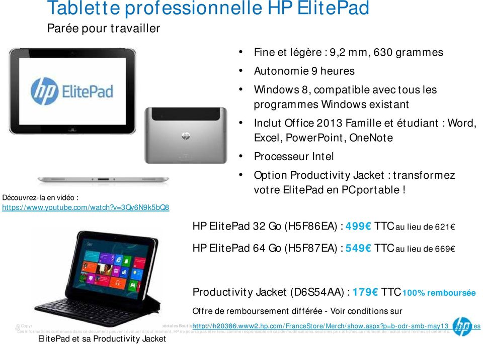OneNote Processeur Intel Option Productivity Jacket : transformez votre ElitePad en PC portable!